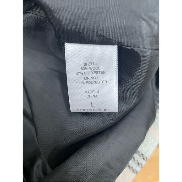 New York & Company Plaid Zip Up Peacoat Jacket Size Large - Picture 6 of 9